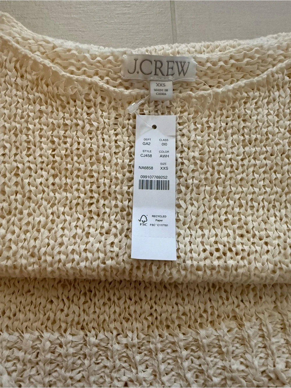 J. Crew Cream Open-Weave Scoop Neck Sweater